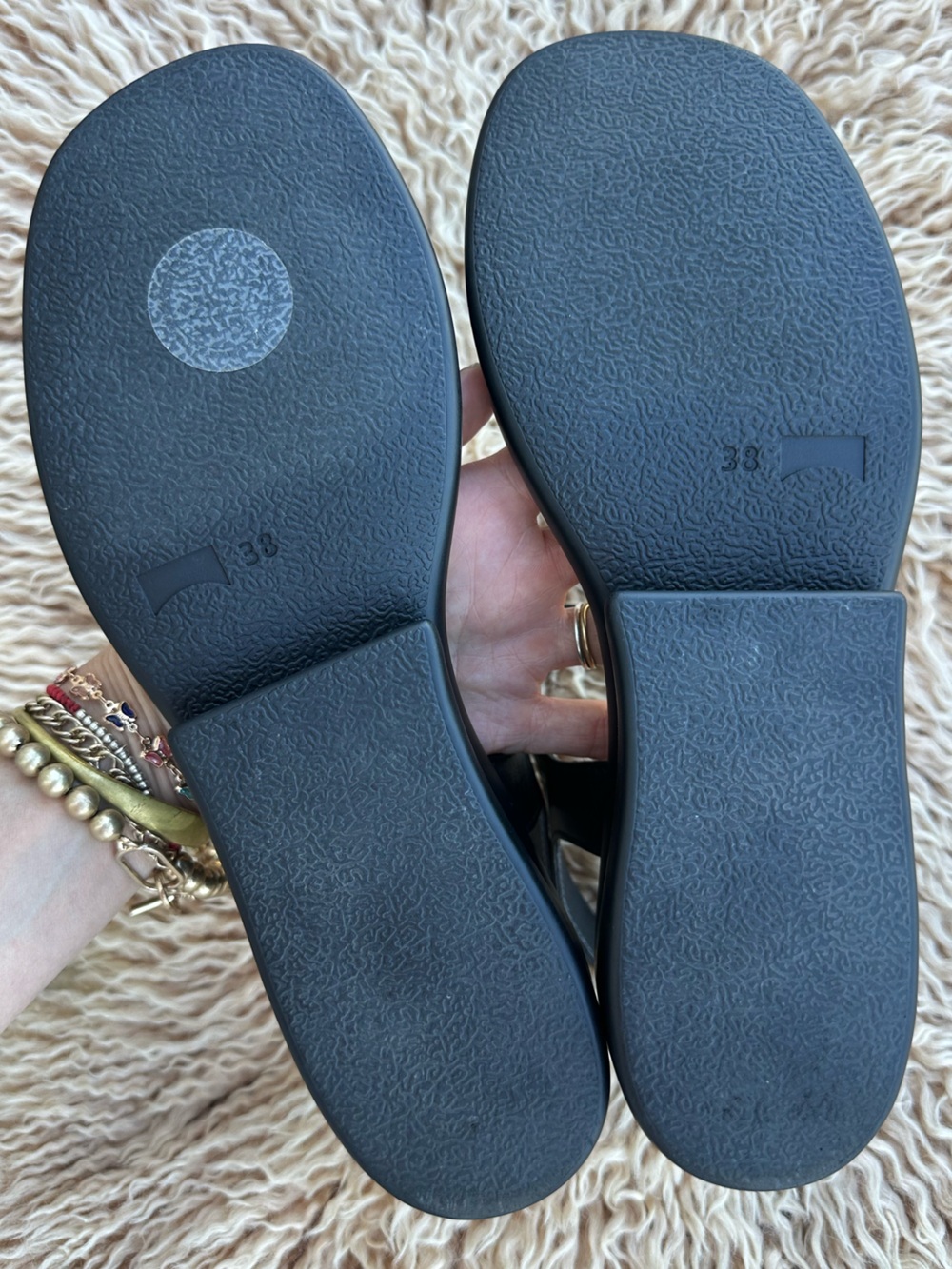 Camper Women’s Black Leather Kaah Buckle Strap Platform Wedge Sandals 38 7.5 - Picture 5 of 9